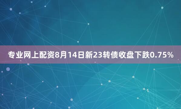 专业网上配资8月14日新23转债收盘下跌0.75%